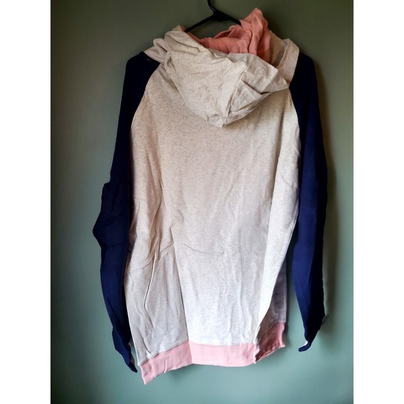 NWT Ampersand Ave Oatmeal Navy Pink Double Hood L/S Hoodie Size XXXL - Picture 5 of 5